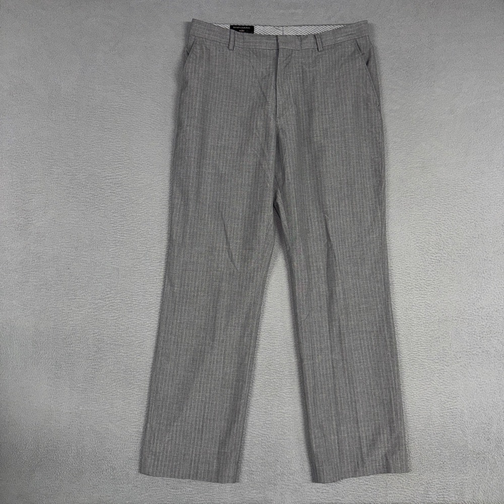 Banana Republic Pants Mens 34x32 Grey Tailored Pinstripe Flat Front Dress